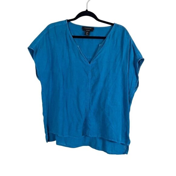 Tahari Tops - Tahari Coastal Linen Top L Blue Euro Summer Old Money Preppy Classic Relaxed 80s